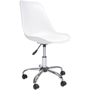 Mid.you Drehstuhl , Weiß, Chrom , Metall, Kunststoff, Textil , Rollen, Drehkreuz , 57.50x81-93x47 cm , Sitzfläche 360° drehbar , Arbeitszimmer, Bürostühle, Drehstühle