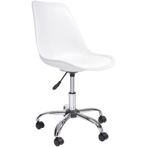 Mid.you Drehstuhl, Weiß, Chrom, Metall, Kunststoff, Textil, Rollen, Drehkreuz, 57.50x81-93x47 cm, Sitzfläche 360° drehbar, Arbeitszimmer, Bürostühle,