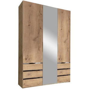Mid.you Drehtürenschrank , Eiche , Holzwerkstoff , 2 Fächer , 6 Schubladen , 150x216x58 cm , BQ - Bündnis für Qualität, Made in Germany, DIN EN ISO 9001 , umfangreiches Zubehör erhältlich, in verschiedenen Holzarten Größen erhältlich , Schlafzimmer,