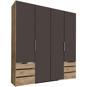 Mid.you Drehtürenschrank , Graphit, Eiche , Holzwerkstoff , 2 Fächer , 6 Schubladen , 200x216x58 cm , BQ - Bündnis für Qualität, Made in Germany, DIN EN ISO 9001 , Schlafzimmer, Kleiderschränke, Drehtürenschränke