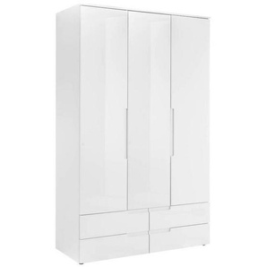 Mid.you Drehtürenschrank , Weiß Hochglanz , 4 Fächer , 4 Schubladen , 126x208x57 cm , Blauer Engel, BQ - Bündnis für Qualität, Made in Germany , Schlafzimmer, Kleiderschränke, Drehtürenschränke