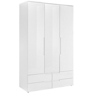 Mid.you Drehtürenschrank, Weiß Hochglanz, 4 Fächer, 4 Schubladen, 126x208x57 cm, Blauer Engel, BQ - Bündnis für Qualität, Made in Germany, Schlafzimmer, Kleiderschränke, Drehtürenschränke