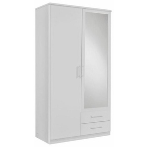 Mid.you Drehtürenschrank Wimex Osaka, Weiß, Glas, Holzwerkstoff, 3 Fächer, 2 Schubladen, 90x199.5x58 cm, BQ - Bündnis für Qualität, Made in Germany,
