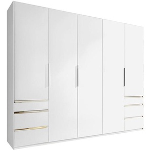 Mid.you Drehtürenschrank, Weiß, Holzwerkstoff, 3 Fächer, 6 Schubladen, 250x216x58 cm, DIN EN ISO 9001, BQ - Bündnis für Qualität, Made in Germany, Schlafzimmer, Kleiderschränke, Drehtürenschränke