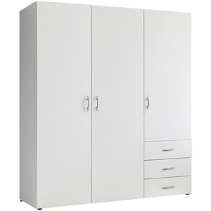 Mid.you Drehtürenschrank, Weiß, Kunststoff, 3 Fächer, 3 Schubladen, 150x176x51.3 cm, Schlafzimmer, Kleiderschränke, Drehtürenschränke