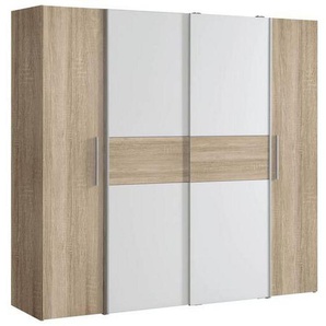 Mid.you Drehtürenschrank, Weiß, Sonoma Eiche, Holzwerkstoff, 8 Fächer, 200.1x190.5x61.6 cm, in verschiedenen Holzdekoren erhältlich, Kombination aus