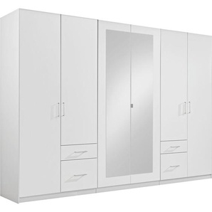 Mid.you Drehtürenschrank Wimex Freiburg, Weiß, Kunststoff, 3 Fächer, 4 Schubladen, 270x210x58 cm, in verschiedenen Größen erhältlich, Holzdekoren