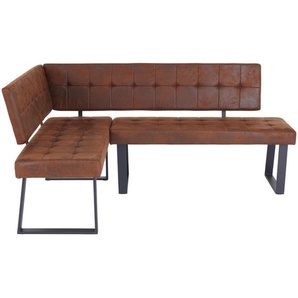 Mid.you Eckbank, Braun, Metall, Textil, 3-Sitzer, nur wie online abgebildet bestellbar, 134x185 cm, Esszimmer, Bänke, Eckbänke