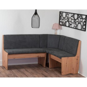 Mid.you Eckbank Duisburg Eckbank Titanic, Grau, Eiche Artisan, Textil, Uni, 3-Sitzer, seitenverkehrt montierbar, 165x89x125 cm, Truhe im Sitz,