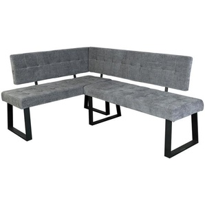 Mid.you Eckbank, Hellgrau, Metall, Textil, 3-Sitzer, 185x134 cm, Esszimmer, Bänke, Eckbänke