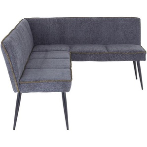 Mid.you Eckbank, Grün, Hellgrau, Metall, Textil, 5-Sitzer, L-Form, 194x154 cm, Esszimmer, Bänke, Eckbänke