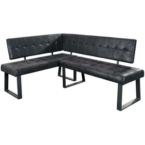 Mid.you Eckbank, Schwarz, Metall, Textil, 3-Sitzer, 185x134 cm, Esszimmer, Bänke, Eckbänke