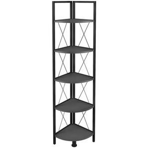 Mid.you Eckregal Insasi, Anthrazit, Schwarz, Metall, 5 Fächer, 34x160x34 cm, stehend, Wohnzimmer, Regale, Eckregale