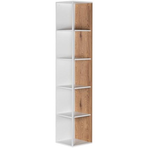 Mid.you Eckregal, Natur, Weiß, Holzwerkstoff, 6 Fächer, 34x185x34 cm, Wohnzimmer, Regale, Eckregale