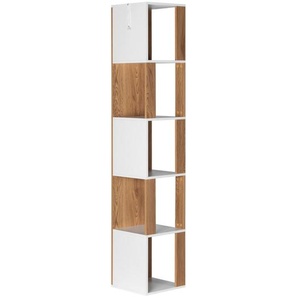 Mid.you Eckregal, Natur, Weiß, Holzwerkstoff, 6 Fächer, 34x185x34 cm, Kleinmöbel