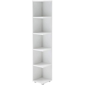 Mid.you Eckregal, Weiß, Holzwerkstoff, 4 Fächer, 24x142x26 cm, Wohnzimmer, Regale, Eckregale