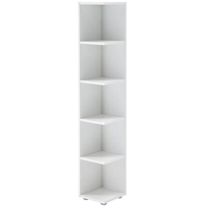 Mid.you Eckregal, Weiß, Holzwerkstoff, 4 Fächer, 24x142x26 cm, Wohnzimmer, Regale, Eckregale