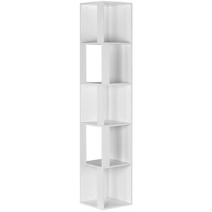 Mid.you Eckregal, Weiß, Holzwerkstoff, 6 Fächer, 34x185x34 cm, Wohnzimmer, Regale, Eckregale