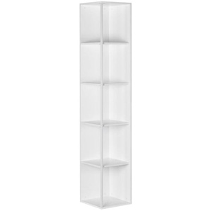 Mid.you Eckregal, Weiß, Holzwerkstoff, 6 Fächer, 34x185x34 cm, Wohnzimmer, Regale, Eckregale