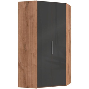 Mid.you Eckschrank , Grau, Eiche , Metall , 9 Fächer , 120x236x120 cm , BQ - Bündnis für Qualität, Made in Germany, DIN EN ISO 9001 , umfangreiches Zubehör erhältlich, in verschiedenen Größen und Holzdekoren erhältlich , Schlafzimmer, Kleiderschränke,