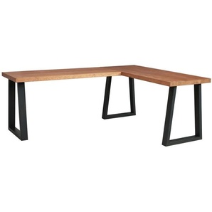 Mid.you Eckschreibtisch, Schwarz, Eiche, Holz, Metall, Holzwerkstoff, Eiche, furniert, rechteckig, Flachrohr, 200x75x160 cm, Bsci, Arbeitszimmer, Schreibtische, Eckschreibtische