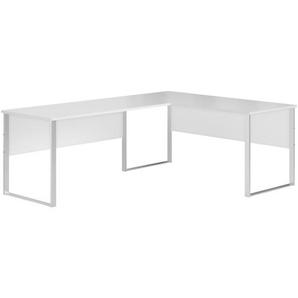 Mid.you Eckschreibtisch, Weiß, Holzwerkstoff, rechteckig, U-Form, 73x77x223 cm, Kabeldurchlass, seitenverkehrt montierbar, Arbeitszimmer, Schreibtische, Eckschreibtische