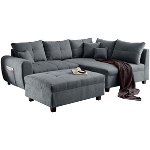 Mid.you Ecksofa, Anthrazit, Textil, Ottomane rechts, L-Form, 248x176 cm, seitenverkehrt erhältlich, Rücken echt, Wohnzimmer, Sofas & Couches,