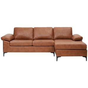 Mid.you Ecksofa, Braun, Textil, 3-Sitzer, Füllung: Schaumstoff, Ottomane rechts, L-Form, 262x135 cm, Wohnzimmer, Sofas & Couches, Wohnlandschaften,