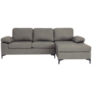 Mid.you Ecksofa, Grau, Textil, 3-Sitzer, Füllung: Schaumstoff, Ottomane rechts, L-Form, 262x135 cm, Wohnzimmer, Sofas & Couches, Wohnlandschaften,