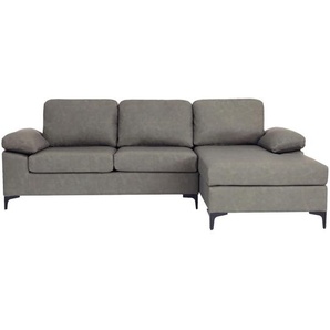 Mid.you Ecksofa, Grau, Textil, 3-Sitzer, Füllung: Schaumstoff, Ottomane rechts, L-Form, 262x135 cm, Wohnzimmer, Sofas & Couches, Wohnlandschaften,