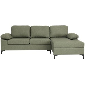 Mid.you Ecksofa, Grün, Textil, 3-Sitzer, Füllung: Schaumstoff, Ottomane rechts, L-Form, 262x135 cm, Wohnzimmer, Sofas & Couches, Wohnlandschaften,