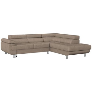 Mid.you Ecksofa, Taupe, Textil, 5-Sitzer, Ottomane rechts, L-Form, 270x230 cm, Made in EU, Stoffauswahl, Hocker erhältlich, in den Filialen