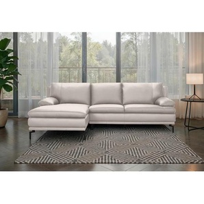 Mid.you Ecksofa, Weiß, Leder, Echtleder, Büffelleder, 248x158 cm, Wohnzimmer, Sofas & Couches, Sofas, Ledersofas