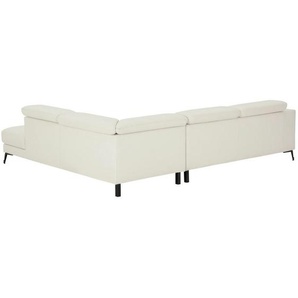 Mid.you Ecksofa, Weiß, Leder, Echtleder, Büffelleder, 3-Sitzer, L-Form, Ottomane rechts, 287x224 cm, Wohnzimmer, Sofas & Couches, Wohnlandschaften,