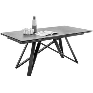 Mid.you Esstisch, Anthrazit, Schwarz, Metall, Glas, Keramik, eckig, 95x75 cm, ausziehbar, Esszimmer, Tische, Esstische, Glastische