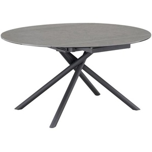 Mid.you Esstisch, Anthrazit, Schwarz, Metall, Glas, Keramik, rund, Rundrohr, 90-140x76x140 cm, ausziehbar, Esszimmer, Tische, Esstische, Glastische