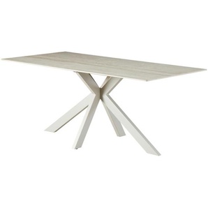 Mid.you Esstisch, Beige, Metall, Keramik, rechteckig, Flachrohr, 180x76x90 cm, Esszimmer, Tische, Esstische
