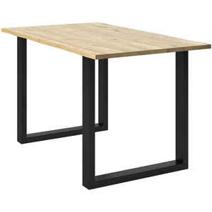 Mid.you Esstisch, Eiche, Holz, Metall, Eiche, vollmassiv, U-Form, 120x76x70 cm, FSC 100%, Esszimmer, Tische, Esstische