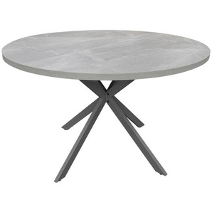 Mid.you Esstisch, Grau, Metall, Holzwerkstoff, rund, Flachrohr, 120x75x120 cm, Bsci, Esszimmer, Tische, Esstische