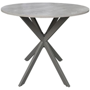 Mid.you Esstisch, Grau, Metall, Holzwerkstoff, rund, Flachrohr, 80x75x80 cm, Bsci, Esszimmer, Tische, Esstische