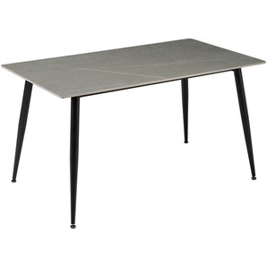 Mid.you Esstisch, Hellgrau, Metall, Keramik, rechteckig, konisch, 80x76 cm, Esszimmer, Tische, Esstische, Esstische Keramik