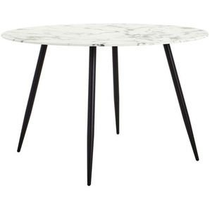 Mid.you Esstisch Marmoroptik, Weiß, Metall, Glas, rund, Rundrohr, 120x76x120 cm, Esszimmer, Tische, Esstische, Glastische