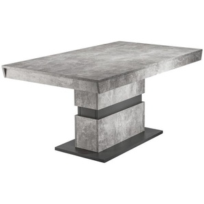 Mid.you Esstisch Matthew , Grau, Dunkelgrau , Betonoptik , rechteckig , Säule , 90x75 cm , FSC MIX , lichtecht, in verschiedenen Größen erhältlich , Esszimmer, Tische, Esstische