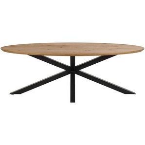 Mid.you Esstisch, Natur, Holz, Holzwerkstoff, Eiche, furniert, oval, 100x75.5x220 cm, Esszimmer, Tische, Esstische, Esstische oval