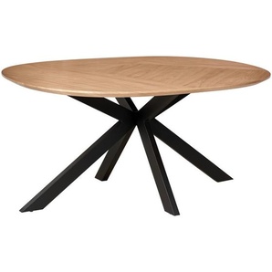 Mid.you Esstisch, Natur, Holz, Metall, Holzwerkstoff, Eiche, furniert, oval, Flachrohr, 120x76x160 cm, Esszimmer, Tische, Esstische, Esstische oval