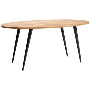 Mid.you Esstisch, Natur, Holz, Metall, Mangoholz, vollmassiv, Holz, oval, konisch, 175x76x90 cm, Esszimmer, Tische, Esstische, Esstische oval