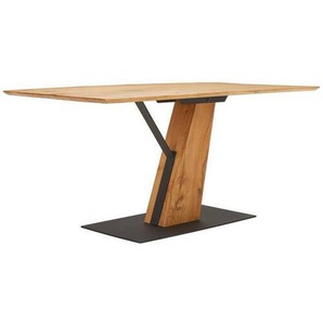 Mid.you Esstisch, Natur, Schwarz, Holz, Metall, Holzwerkstoff, Eiche, furniert, massiv, rechteckig, eckig, 90x76x160 cm, Esszimmer, Tische, Esstische