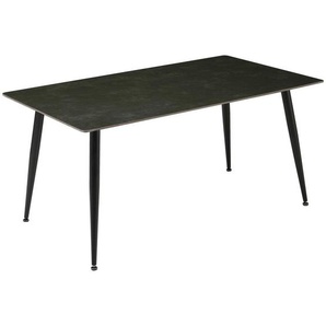 Mid.you Esstisch, Schwarz, Dunkelgrau, Metall, Keramik, rechteckig, konisch, 160x90 cm, Esszimmer, Tische, Esstische, Esstische Keramik