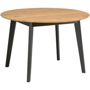 Mid.you Esstisch, Schwarz, Eiche, Holz, Holzwerkstoff, Kautschukholz, vollmassiv, rund, würfelförmig, 120x74x120-200 cm, ausziehbar, Esszimmer, Tische, Esstische, Esstische ausziehbar