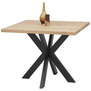 Mid.you Esstisch, Schwarz, Eiche, Holz, Metall, Eiche, massiv, rechteckig, X-Form, 100x76x100 cm, Esszimmer, Tische, Esstische